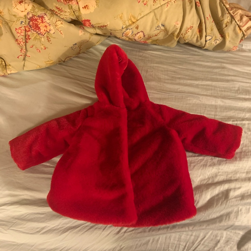 Cardinal Red Faux Fur Baby Jacket 6-9 Months
